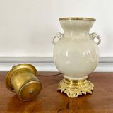Vase and lamp foot in Chinese porcelain enamelled white cracked ivory - Qing - China XIXth