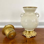 Vase and lamp foot in Chinese porcelain enamelled white cracked ivory - Qing - China XIXth