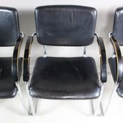 Set of 4 vintage tubular steel lounge chair