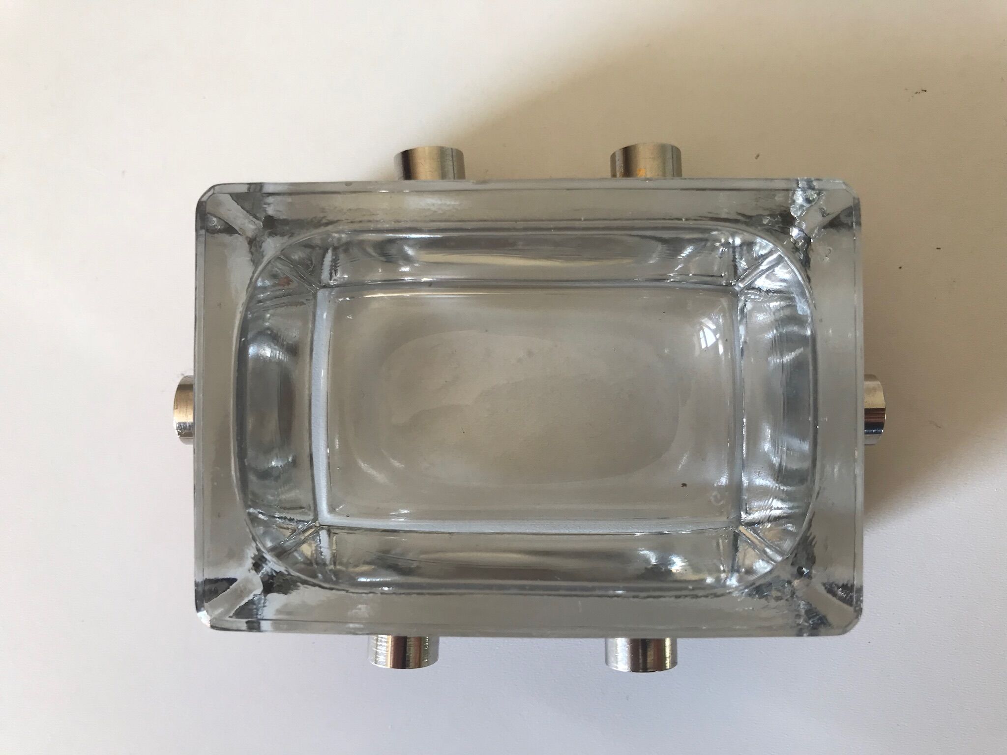 Cendrier cuir et verre moderniste design annees 50 60