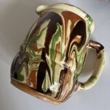 Pair of varnished earthenware vase pitchers mixed Dieulefit popular art