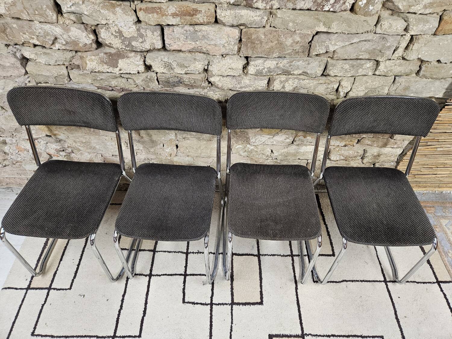Set of four vintage 1970 sled chairs