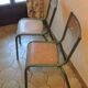 Pair of chairs school workshop wood and metal tubular