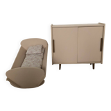 Doll's cradle and wardrobe