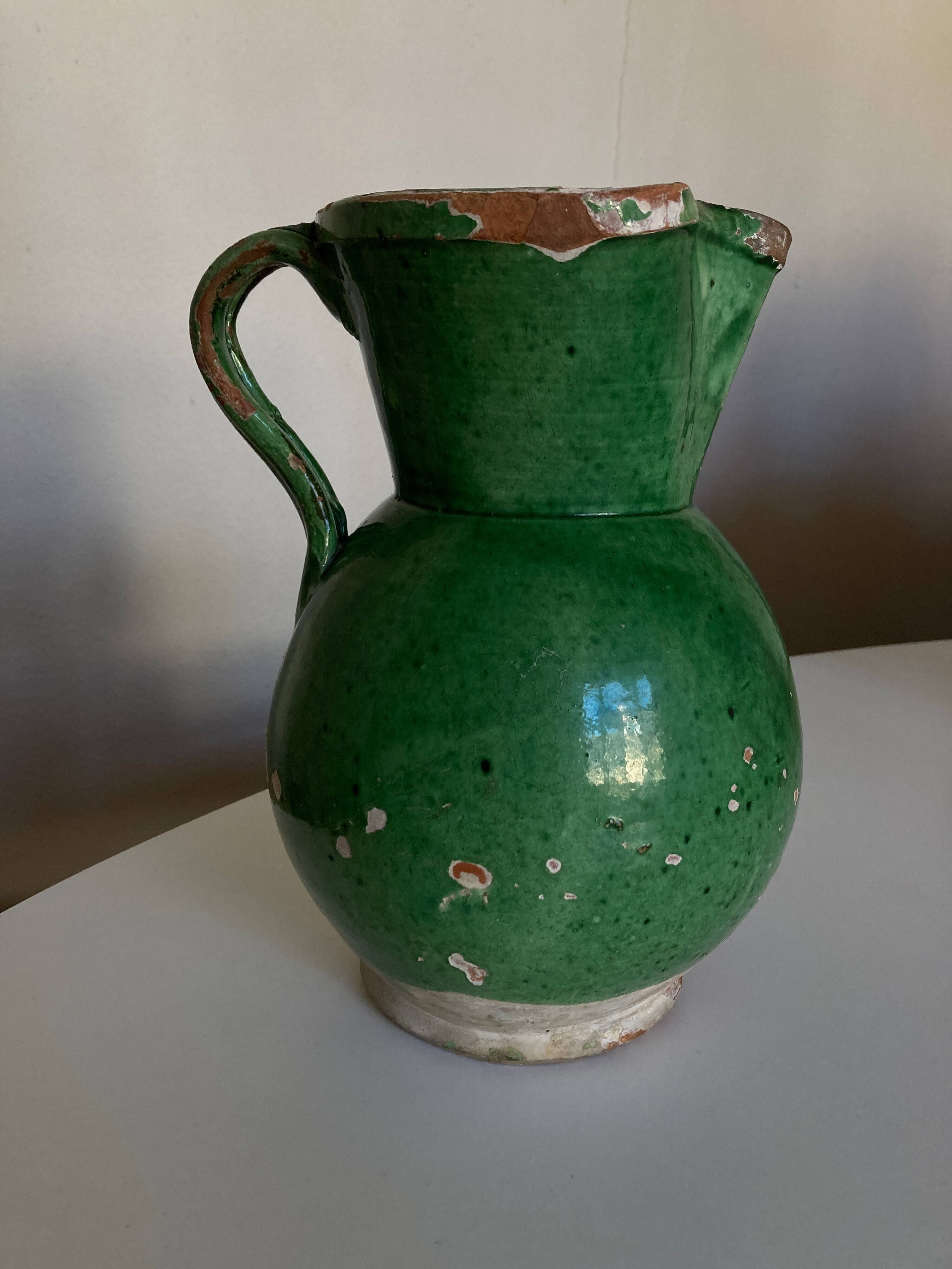 Farmhouse pitcher vase varnished earth popular art south 1950