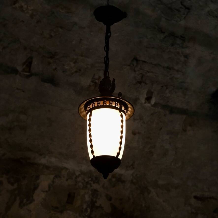 Wrought iron lantern, France, 1950s