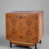 Vintage Czech Burr Walnut Bar Cabinet 1950s