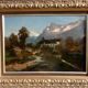Wonderful 19th Century Mountain Landscape W/ Houses & Figures