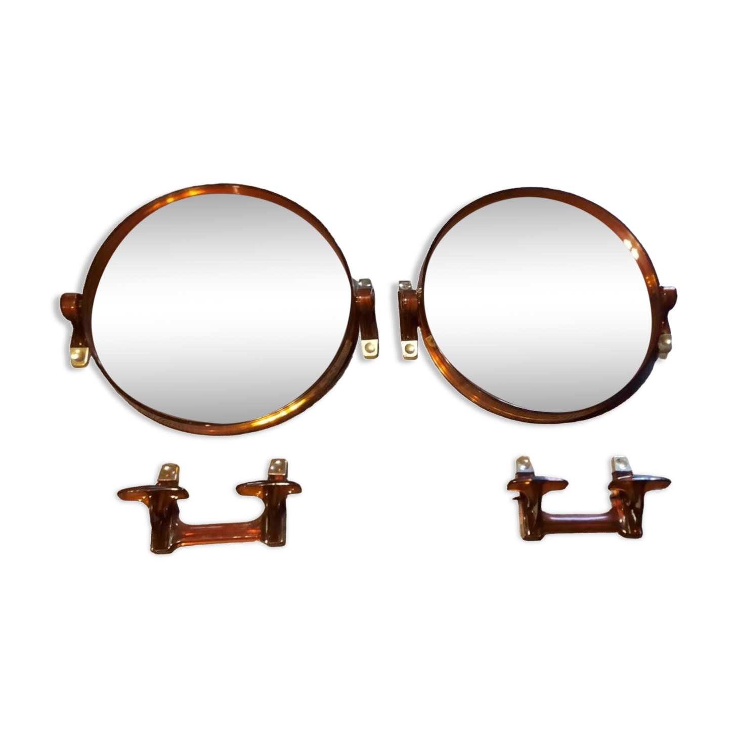 Ensemble 2 miroirs et 2 porte manteau année 70