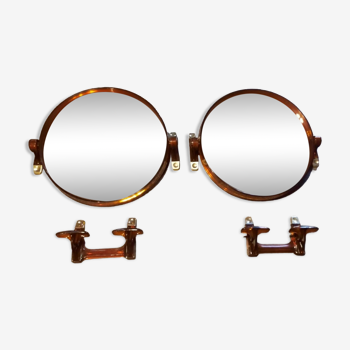 Ensemble 2 miroirs et 2 porte manteau année 70