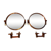 Ensemble 2 miroirs et 2 porte manteau année 70