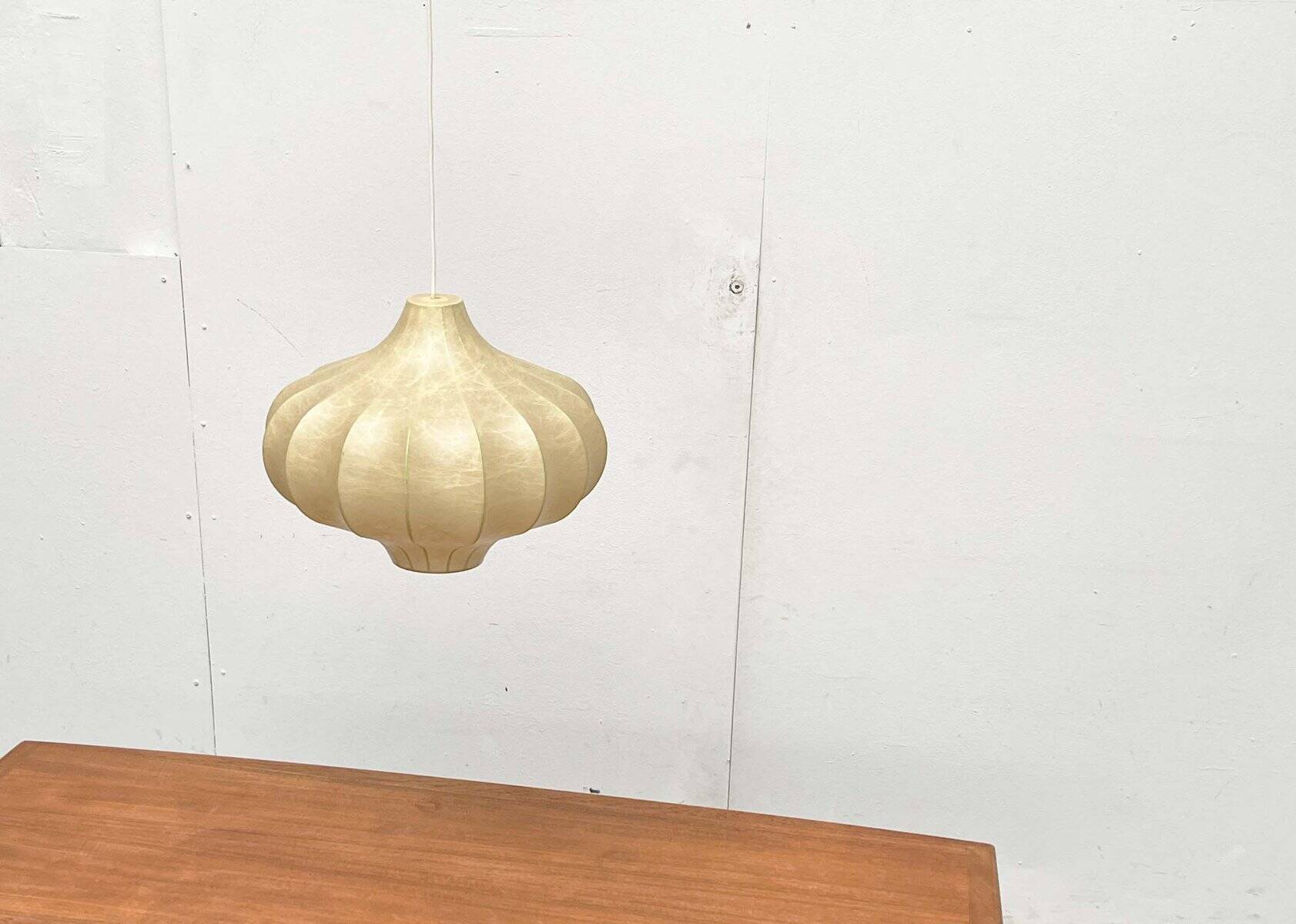 Modern mid-century Cocoon pendant lamp by Friedel Wauer for Goldkant Leuchten, Germany, 1960s.