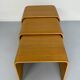Set of 3 nesting coffee tables in thermoformed wood, 80s design