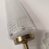 Wall lamp with 2 branches L 30 cm - H 30 cm - Size of embossed and white screen-printed glasses: H 15