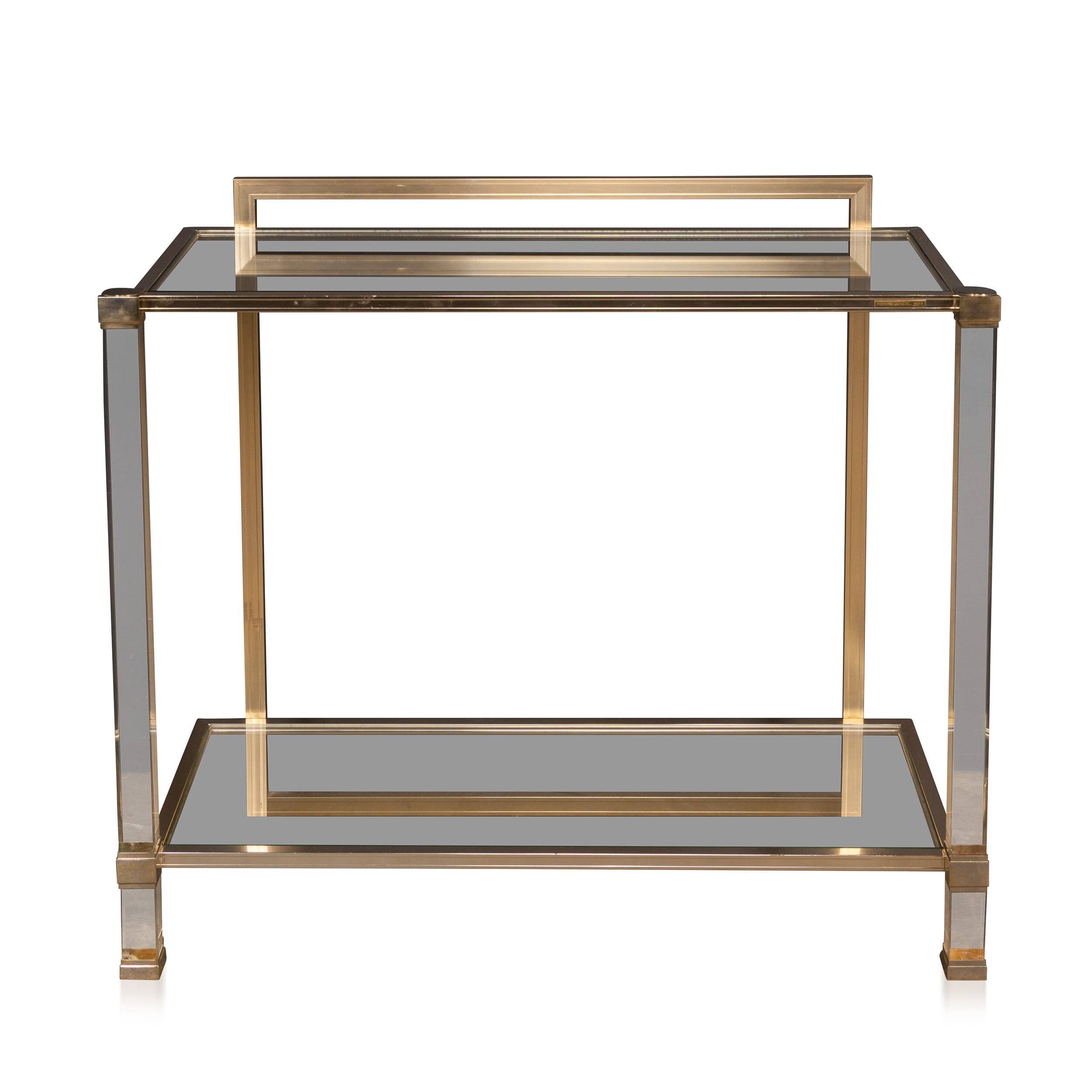 20thC French Brass & Lucite Console Table By Pierre Vandel c.1970