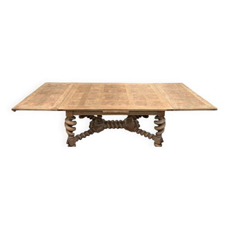 Large table in oak and elm burl late 19th century