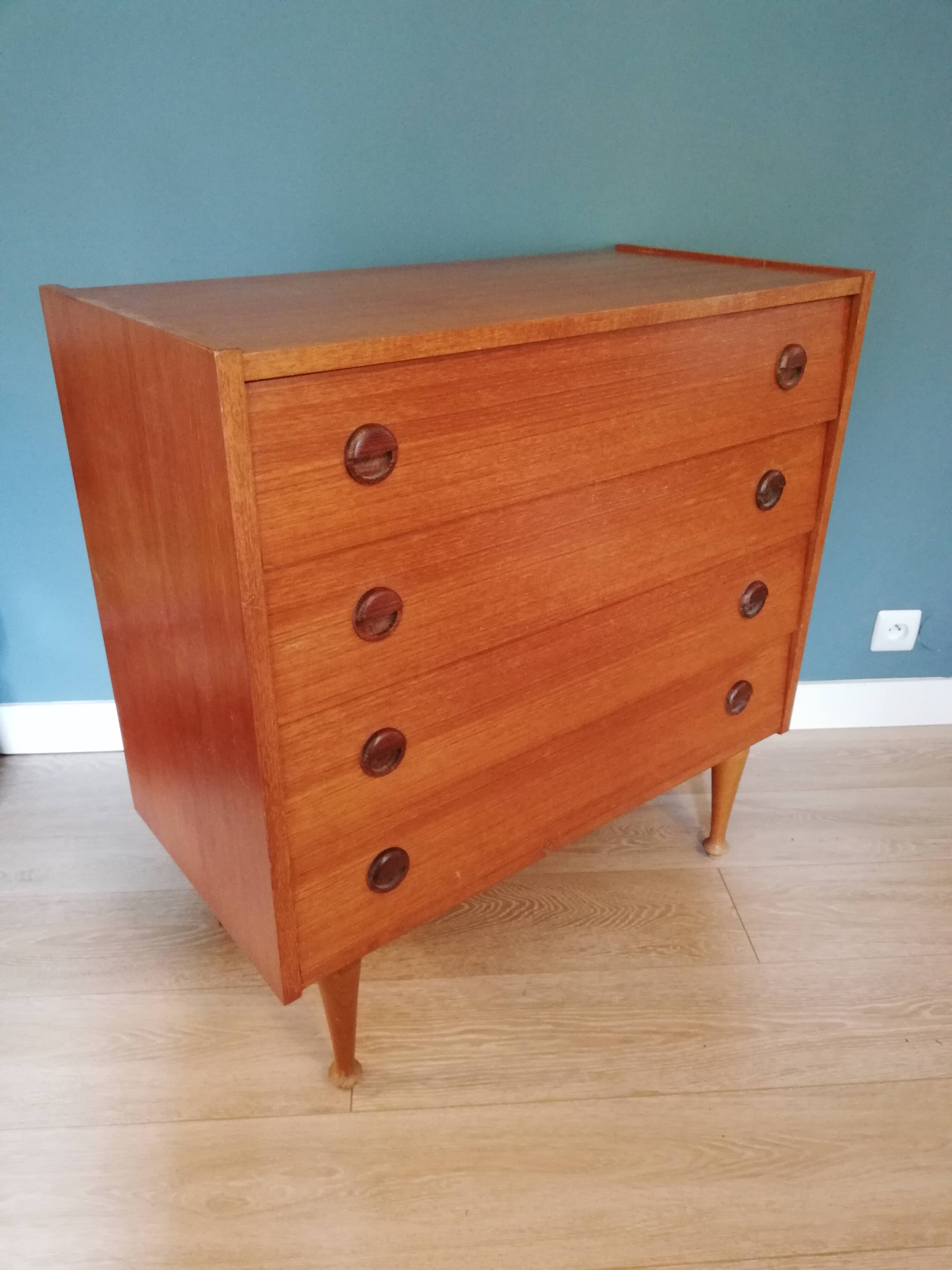 Scandinavian chest of drawers in vintage teak years 60