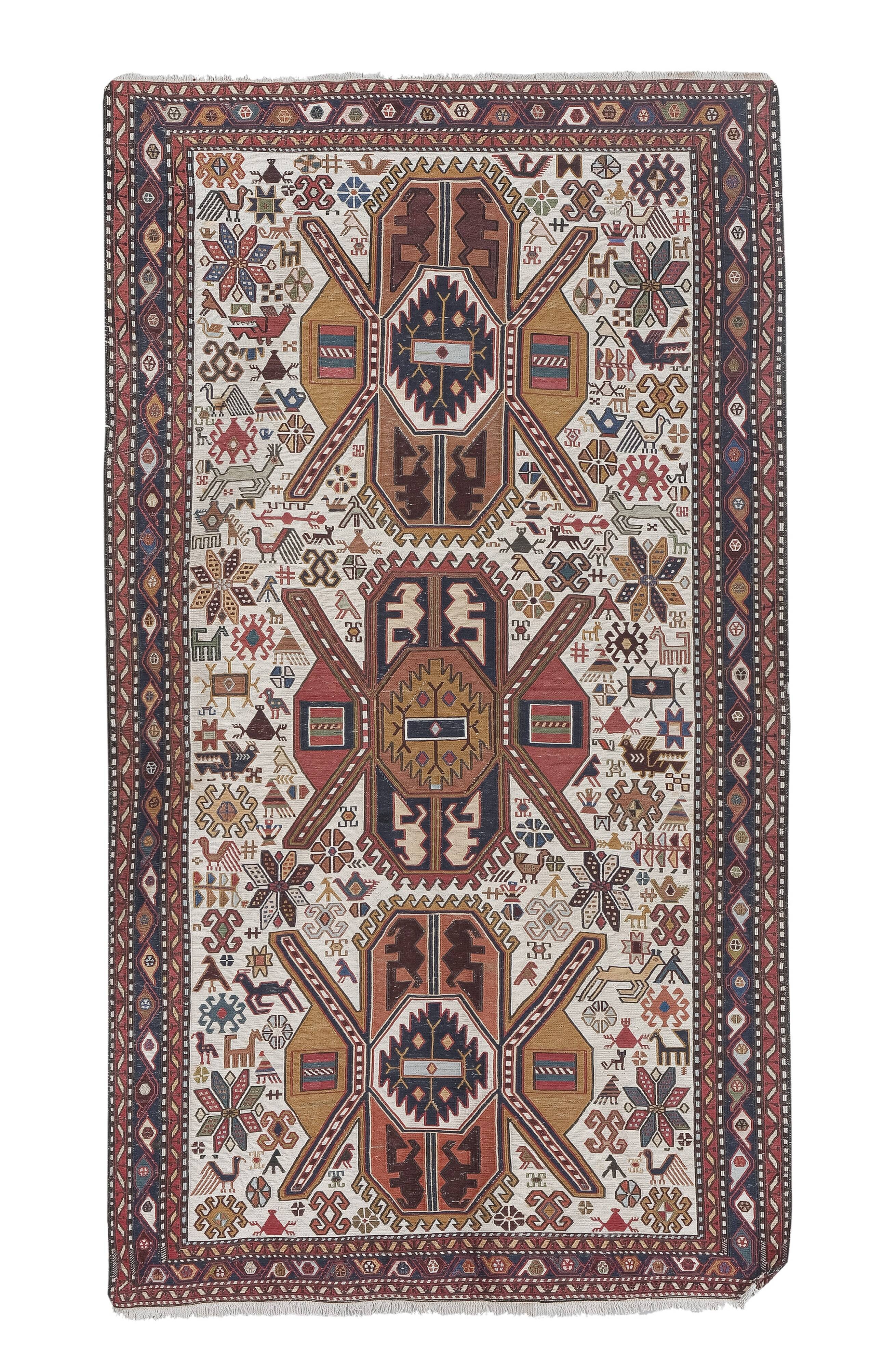 Vintage Turkish rug from Oushak, hand-woven 107x192 cm