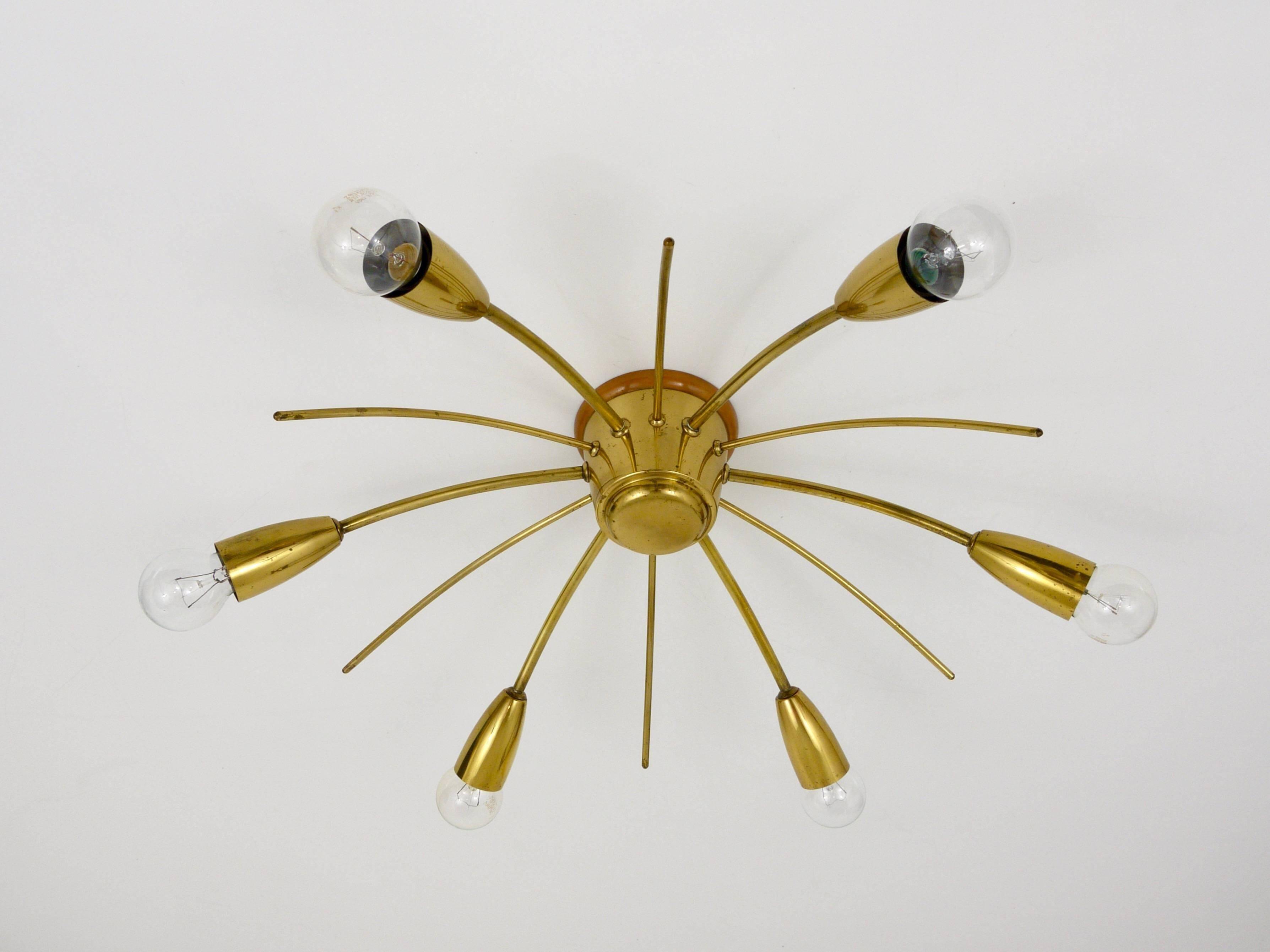 J.T. Kalmar Sun Lustre in Brass Mid-Century, Austria, 1950s