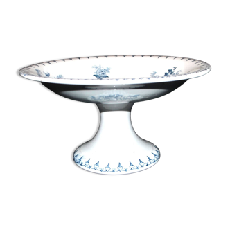 SARREGUEMINES FLORE footed bowl Compotier with blue flower decoration U&C 22cm