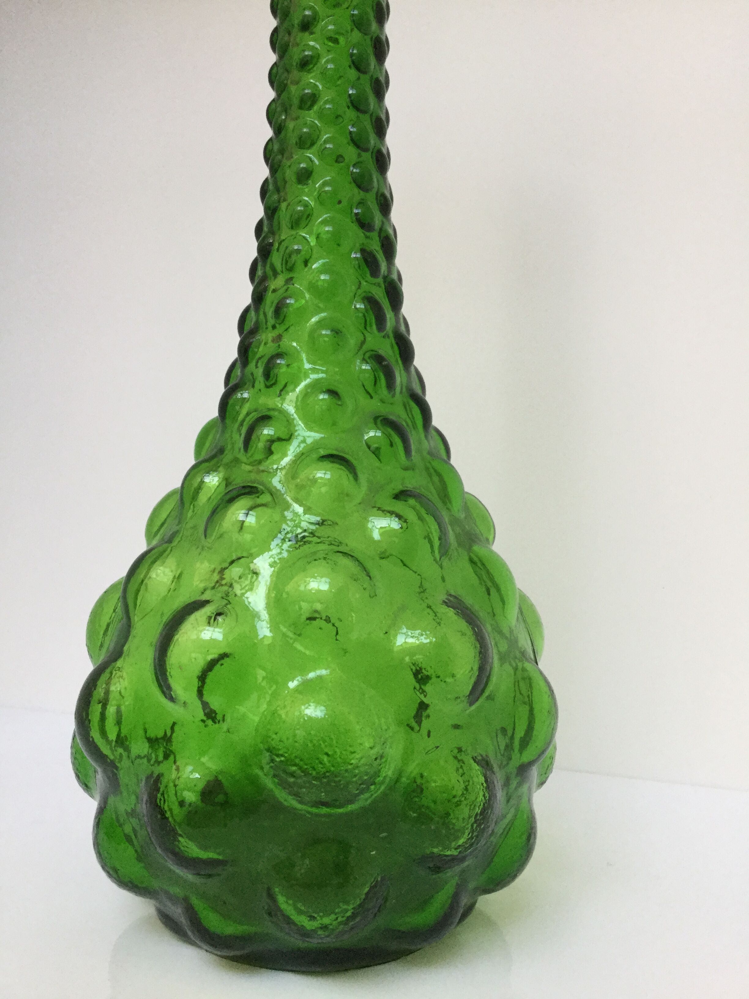 Glassware or green Italian bottle with big bubble 1950