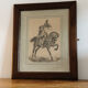 Drawing with lead mine, rider, signed