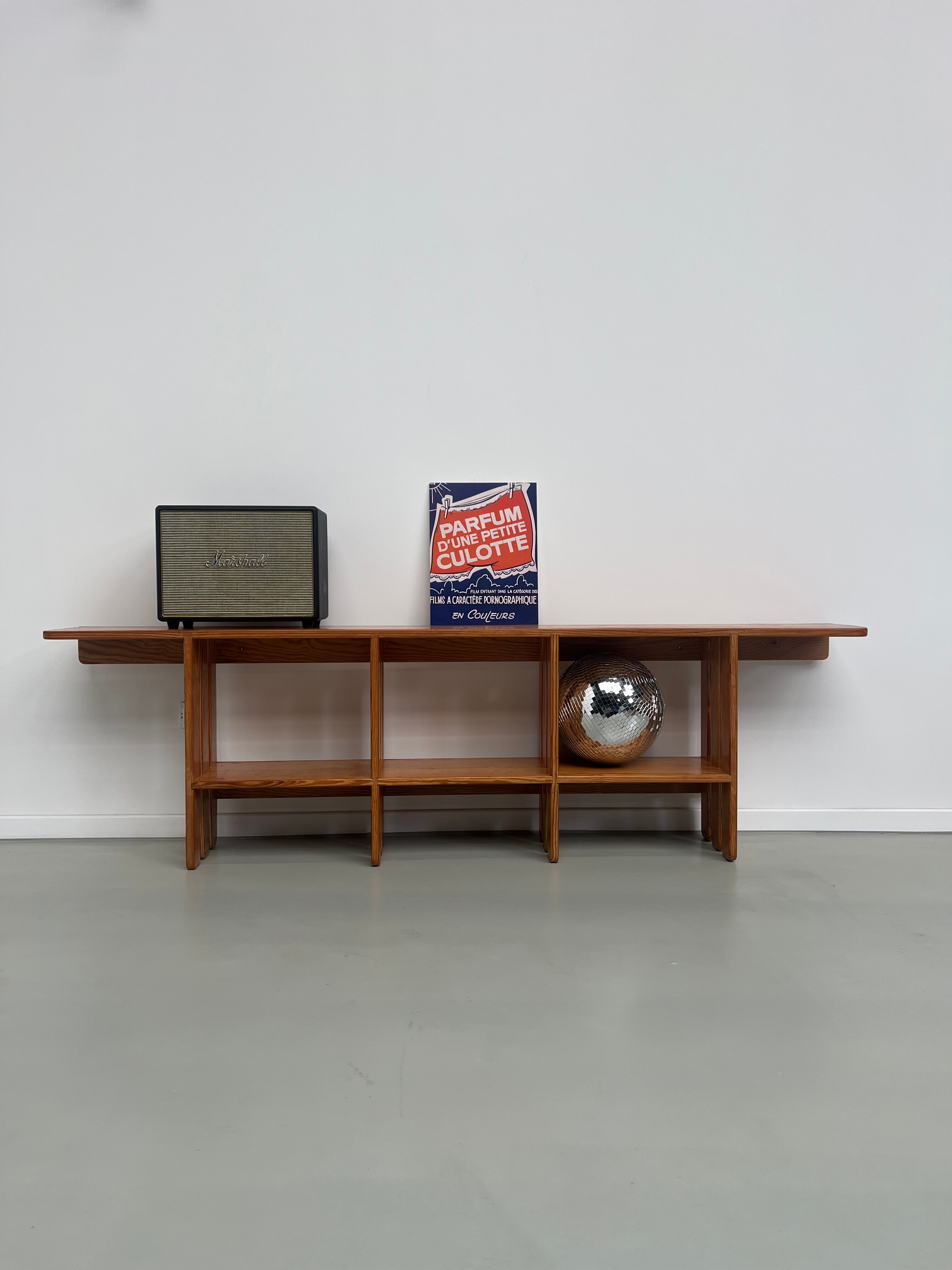 Pair of modernist pine wall shelves, circa 1970