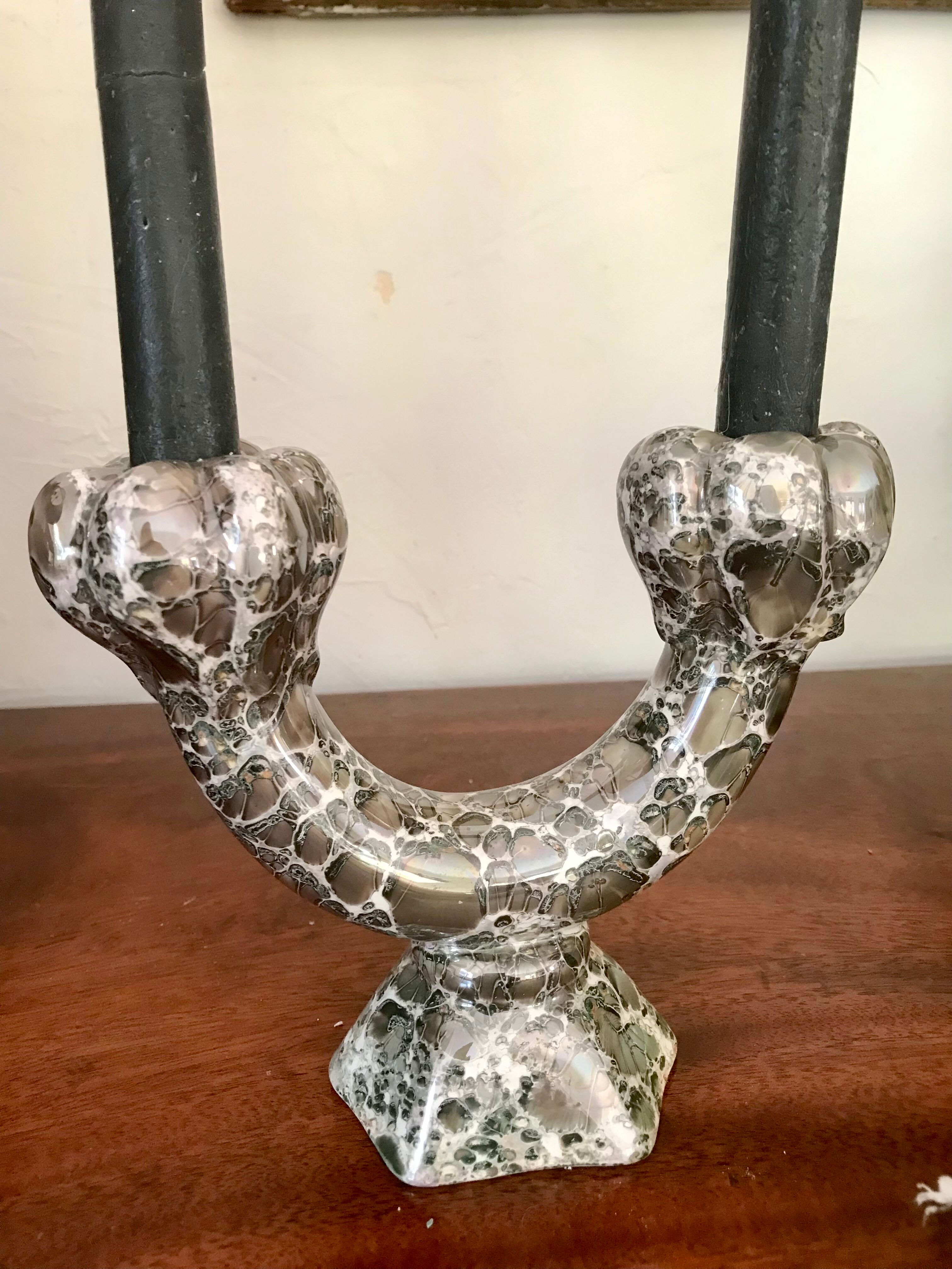 Pair of Val d'or ceramic candle holders