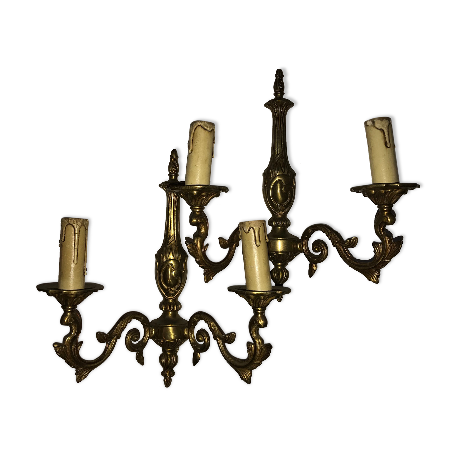 Pair of Louis XV style bronze wall sconces