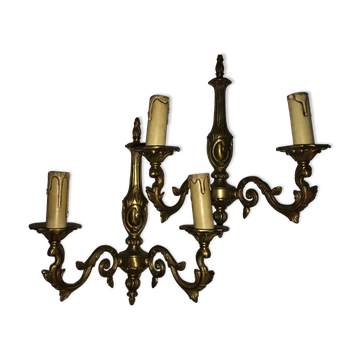 Pair of Louis XV style bronze wall sconces
