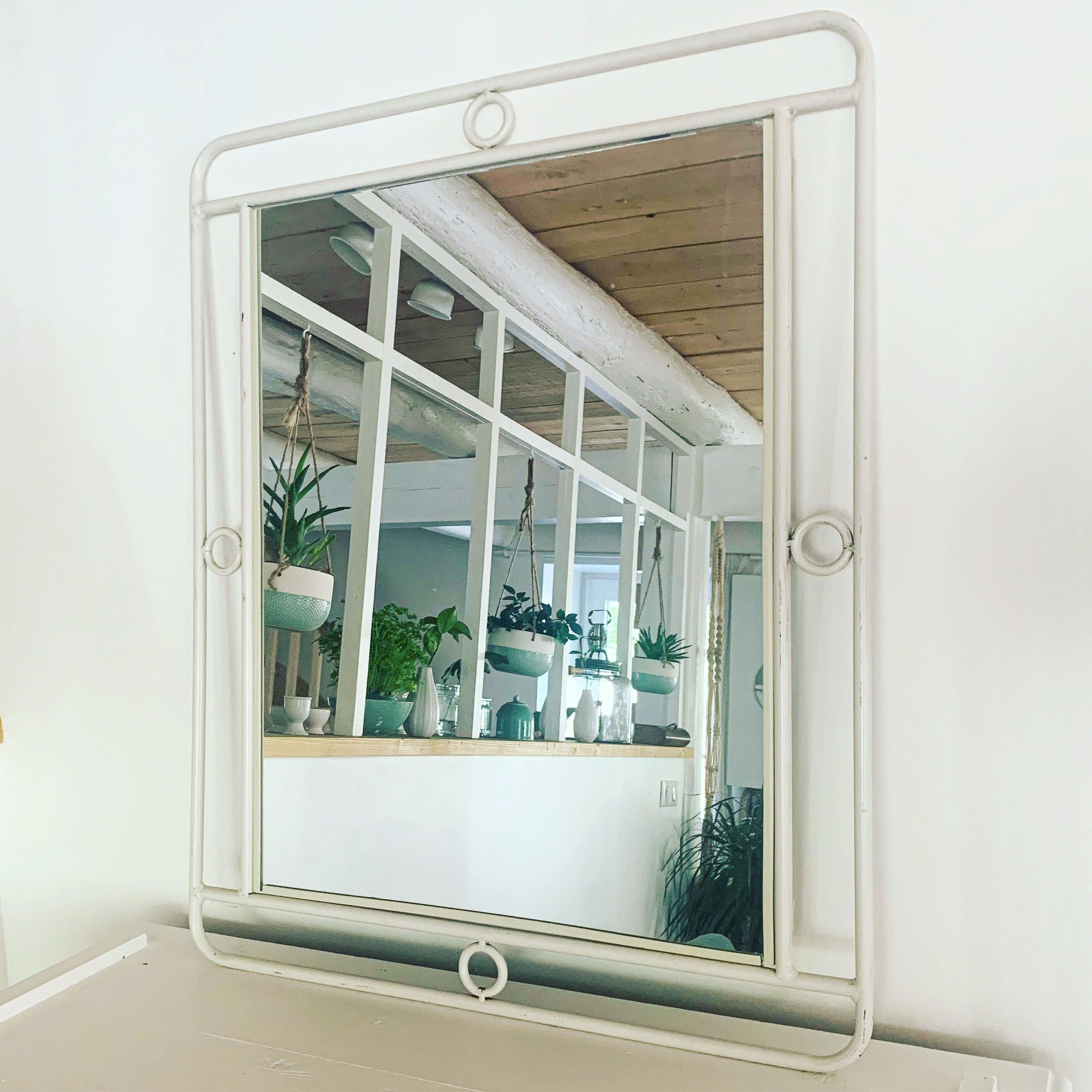 White vintage mirror