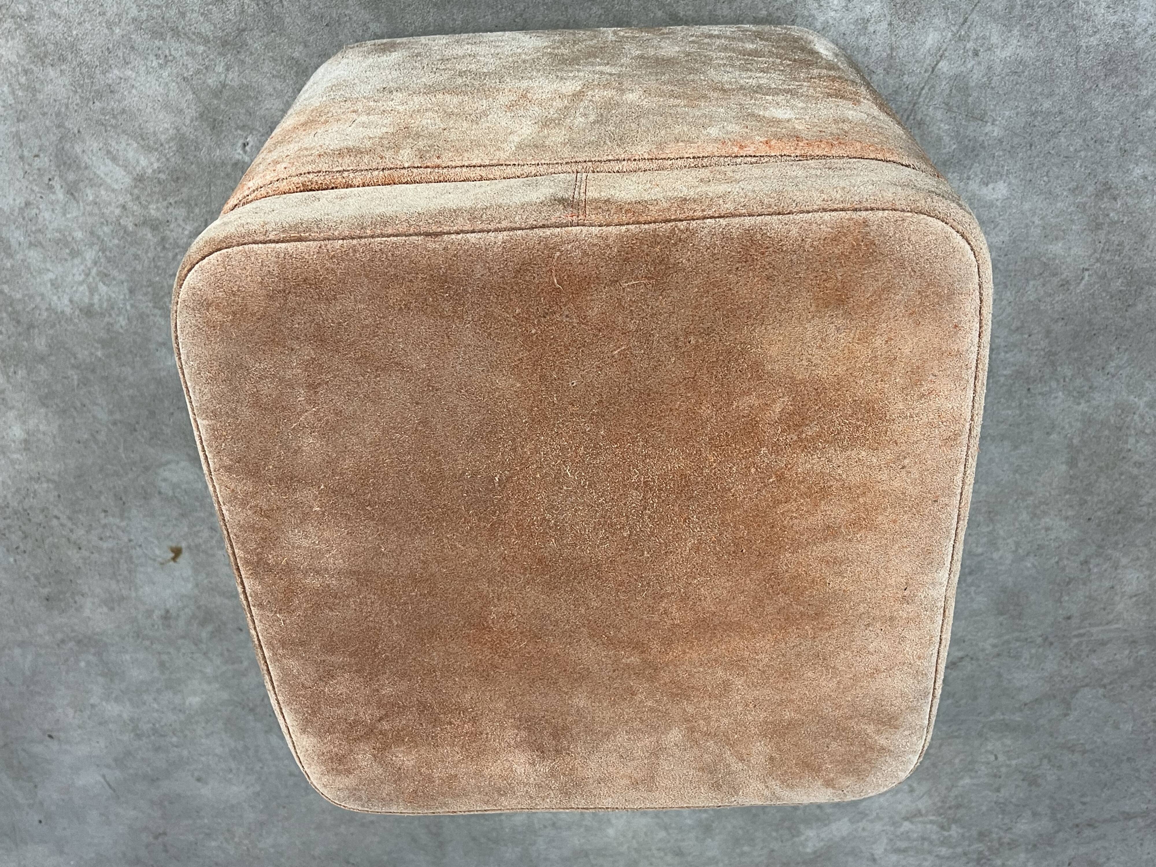 70s suede trunk pouf