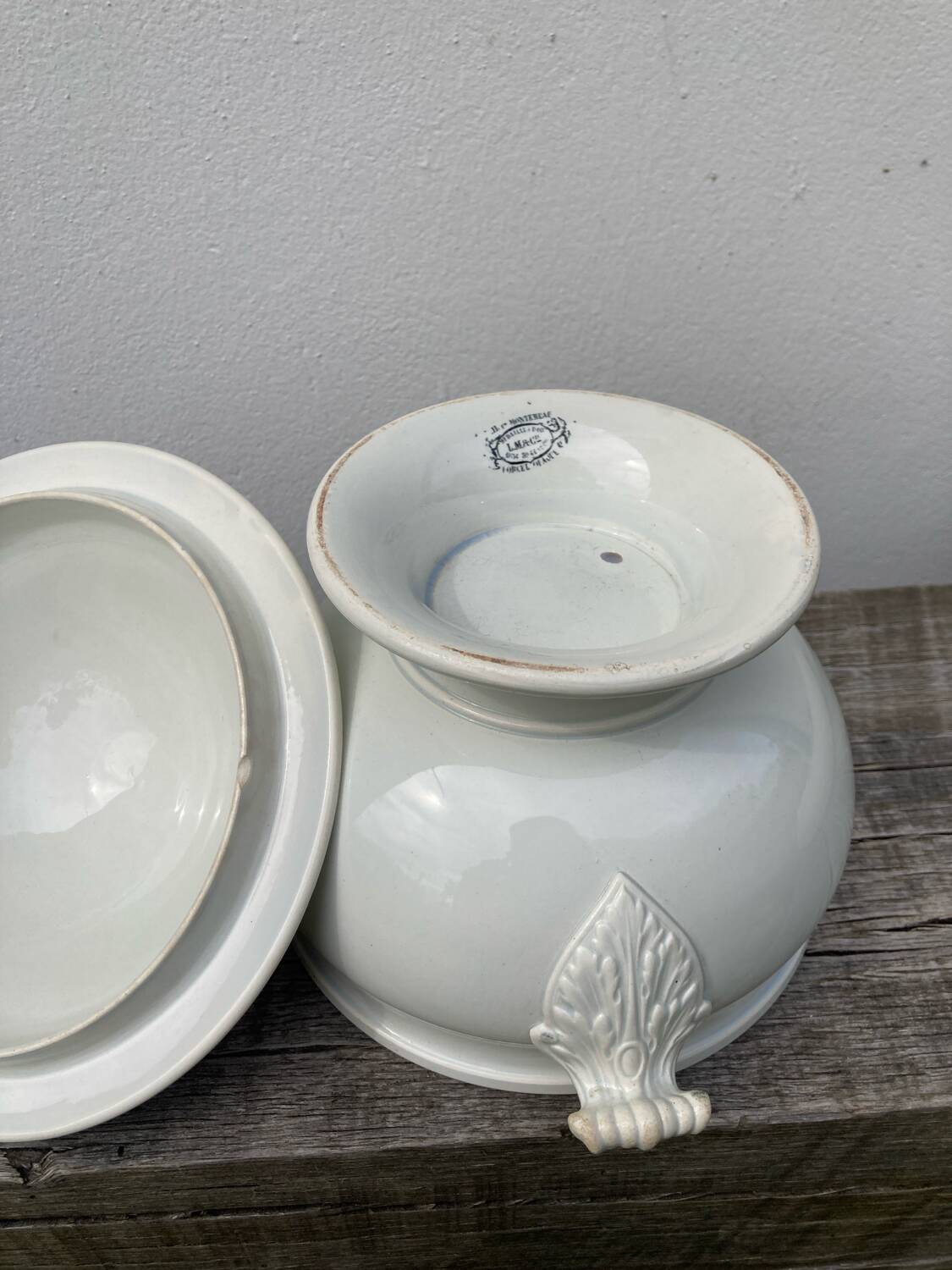 Plain white Creil soup tureen