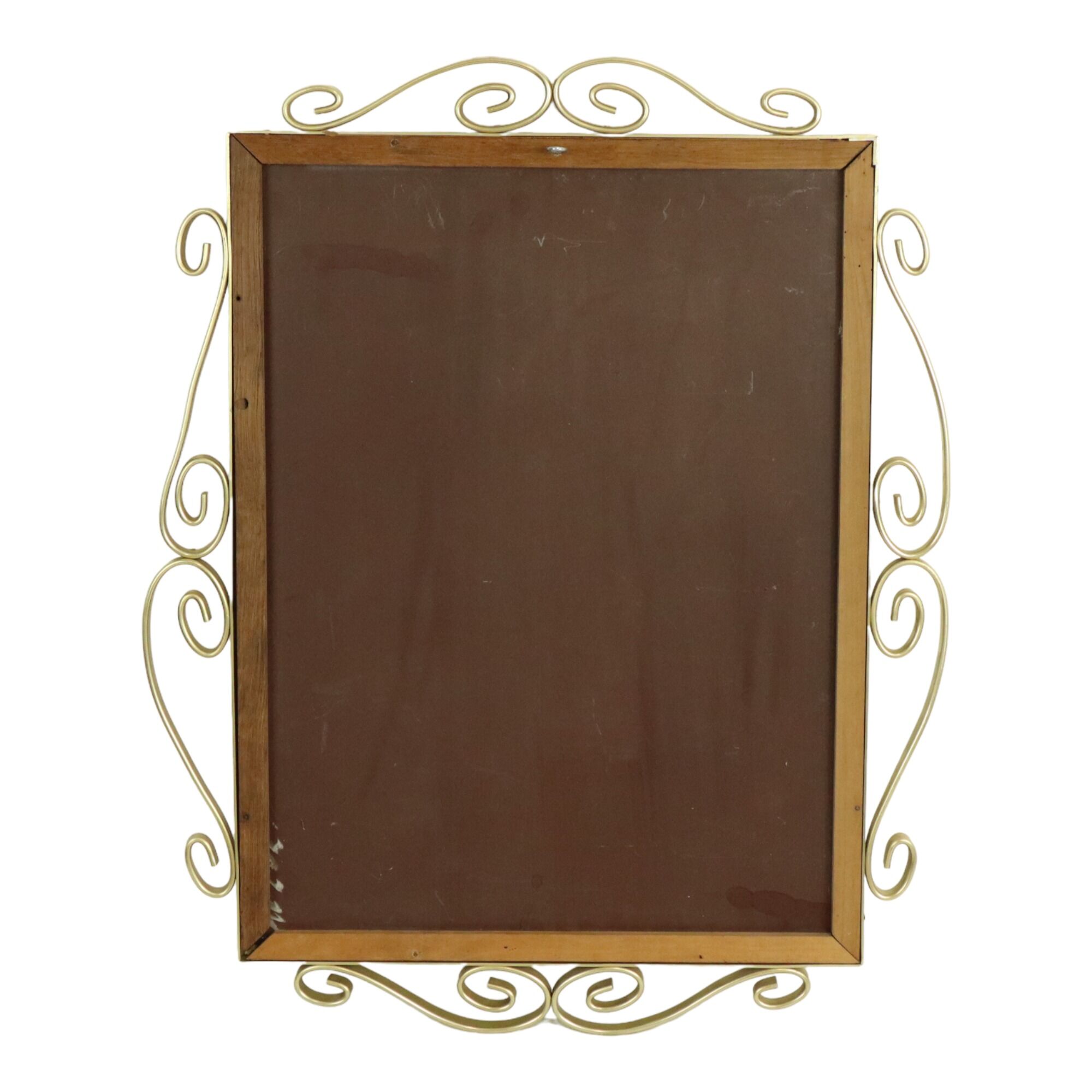 Hollywood regency mirror gold metal faceted mid-century 74cm