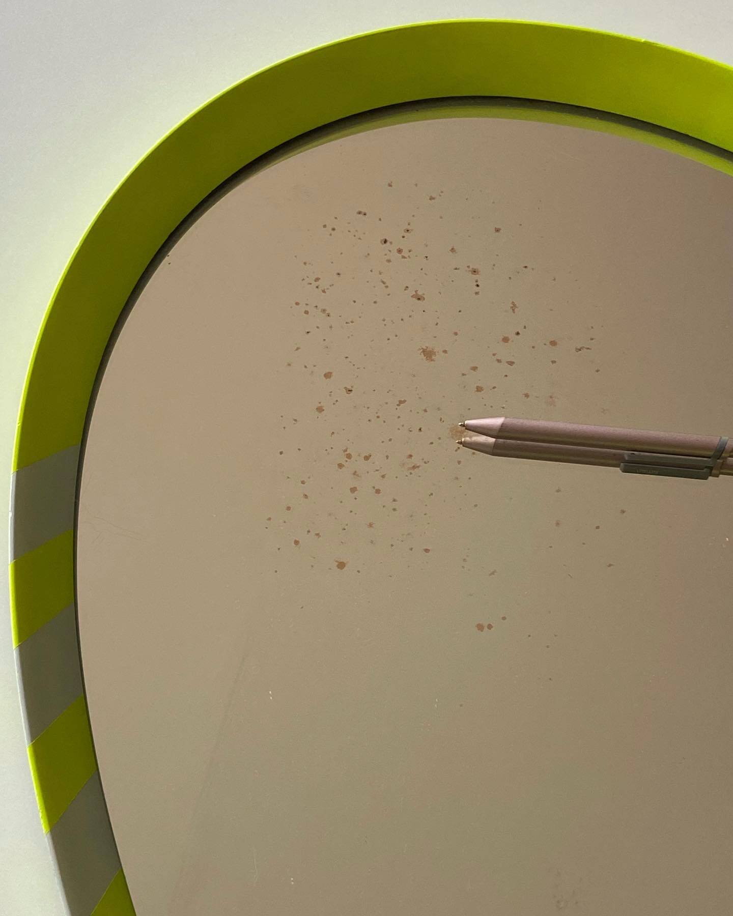 1970's oval wall mirror Schönbruch neon yellow