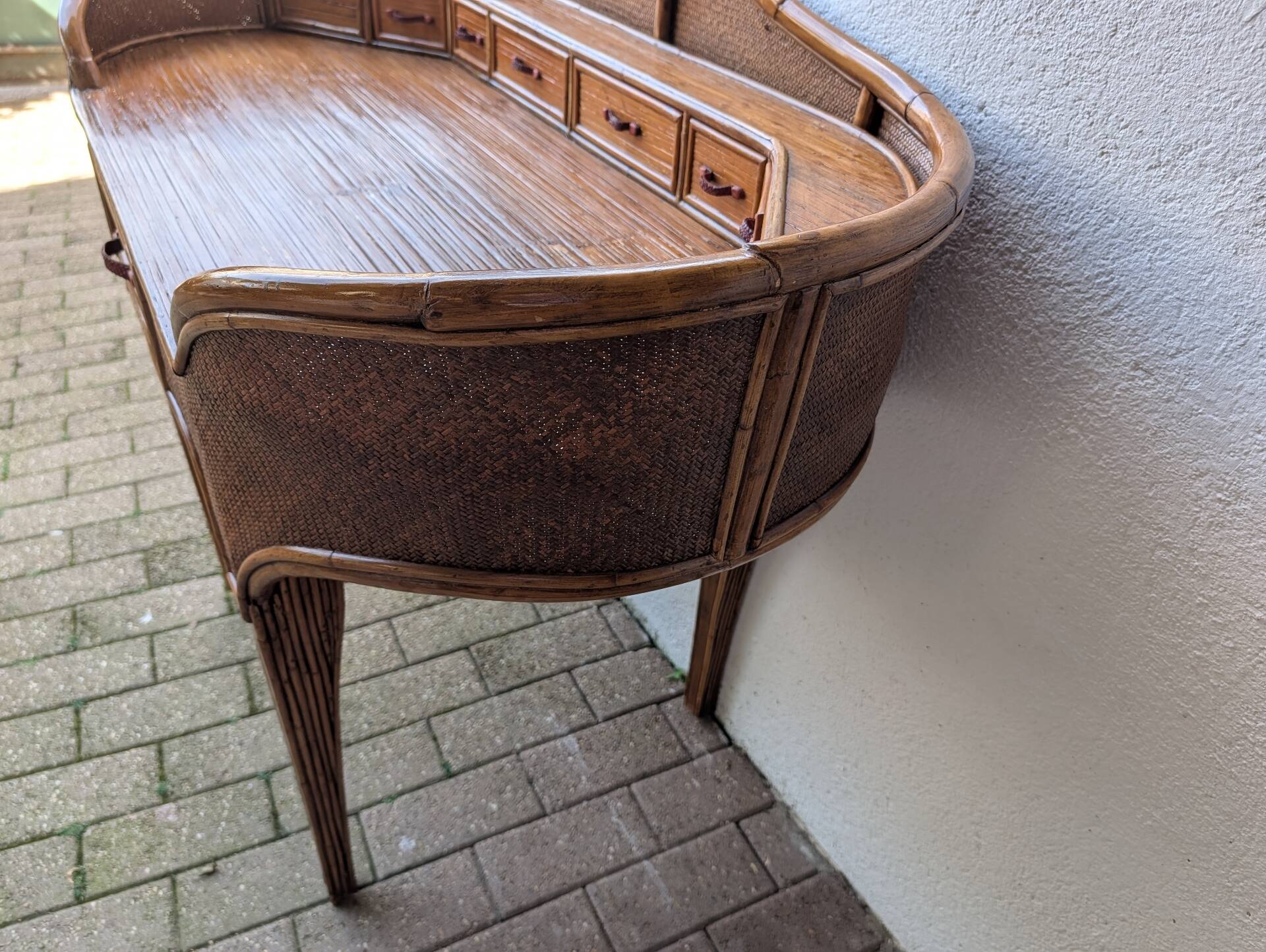 Kalma rattan secretary desk – Ramón Castellano, 1970s