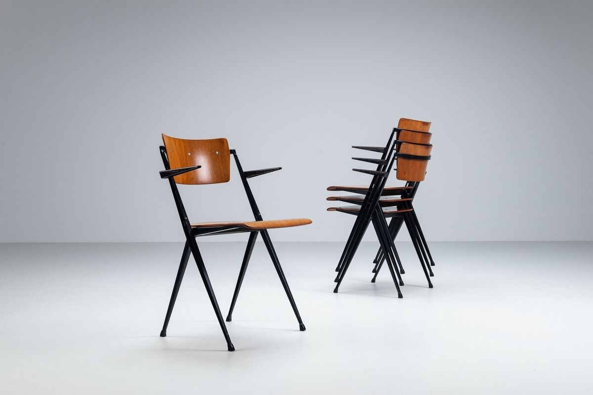Wim Rietveld Pyramid dining chairs Ahrend de Cirkel The Netherlands 1960