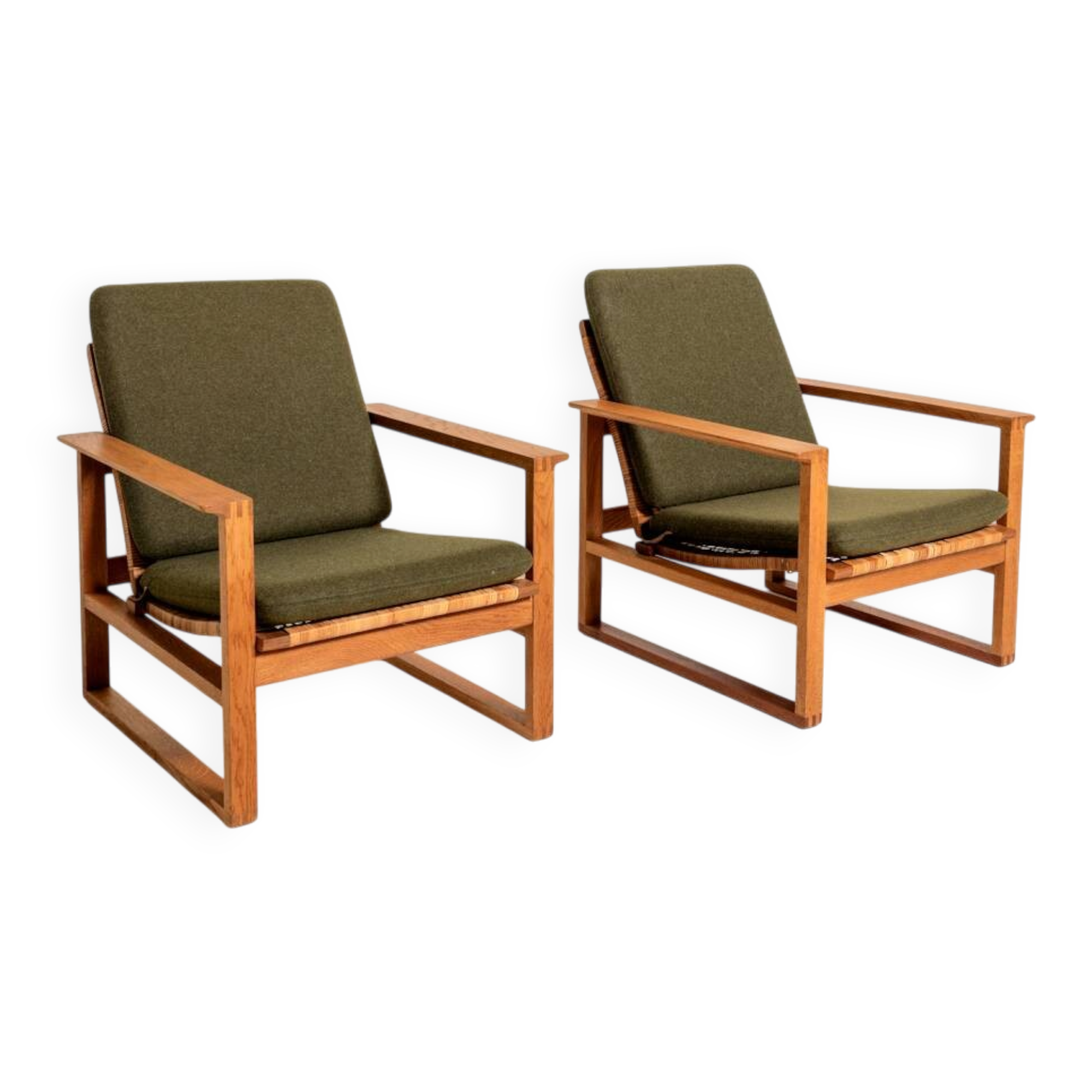 Pair of “Medestolen” armchairs by Børge Mogensen for Fredericia, 1956-57