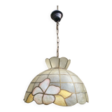 Vintage mother-of-pearl and brass pendant light 1970