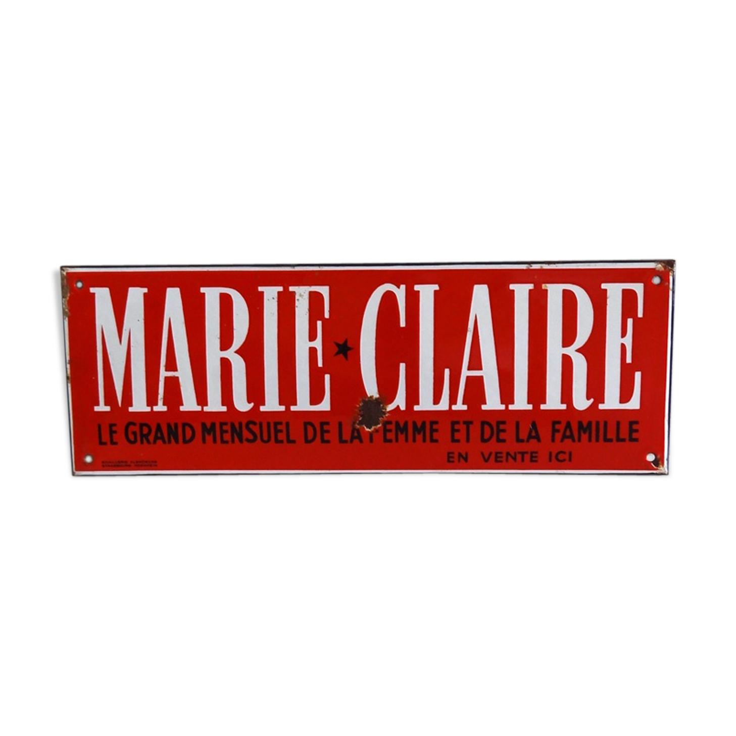 Plaque émaillée ancienne Marie Claire