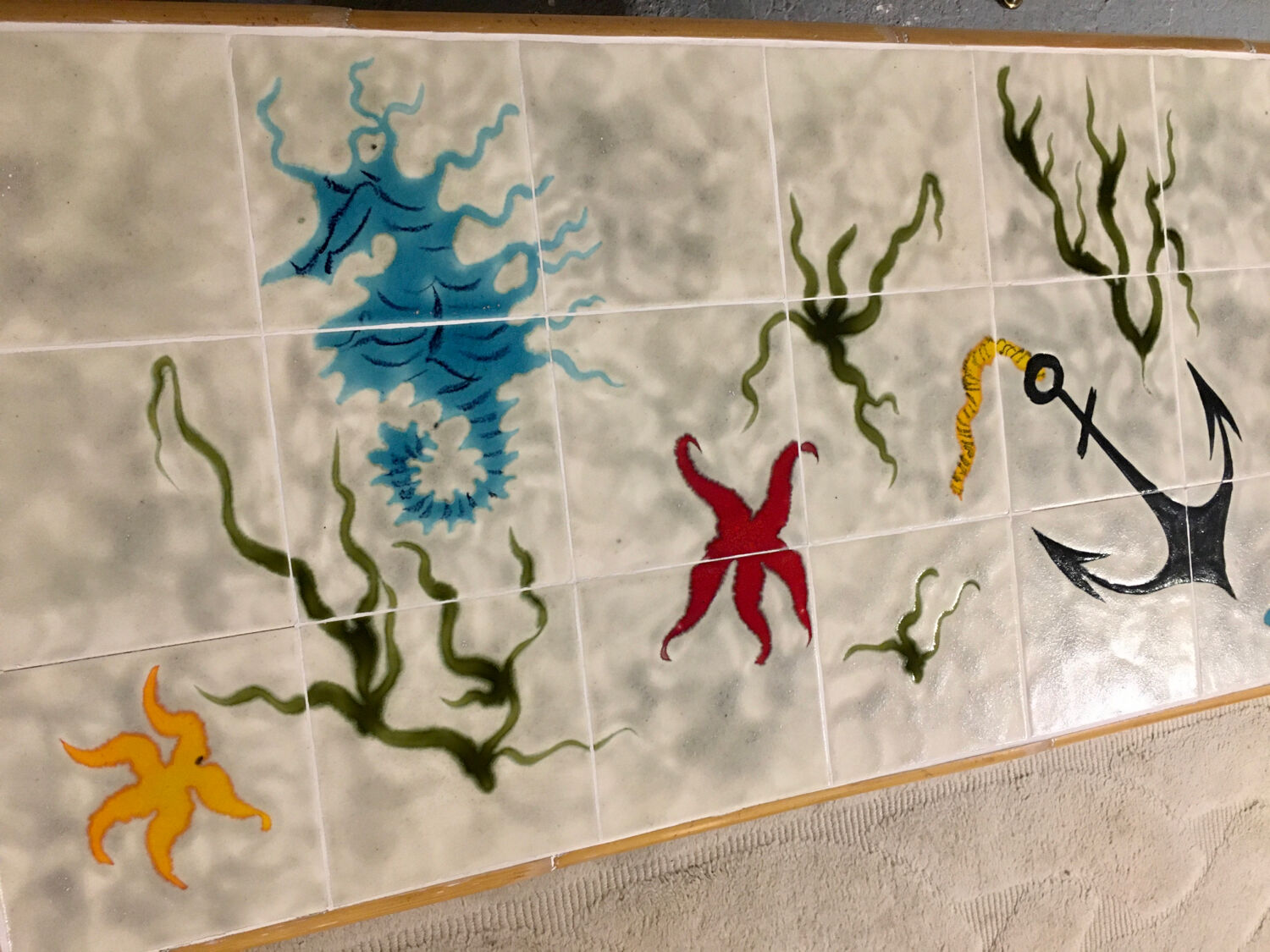 Ceramic and rattan coffee table