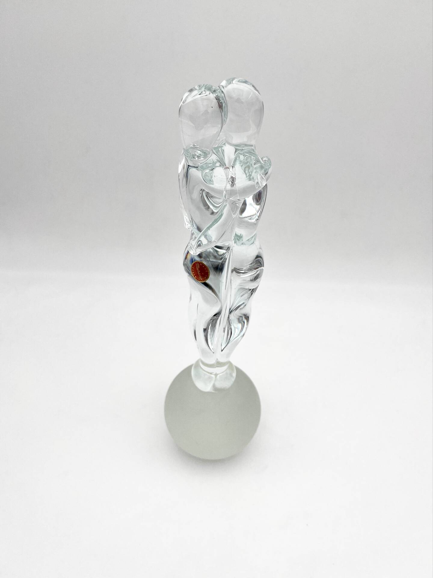 Sculpture Amoureux Verre Massif Murano 2000 Signée Mathis Zane