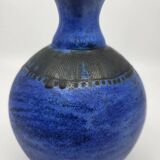 Jacques Blin vase in blue ceramic, France, Mid Century Design