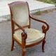 Louis Philippe regency office chair in solid wood and beige velvet