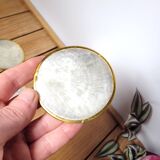 Mother-of-pearl and brass coaster set