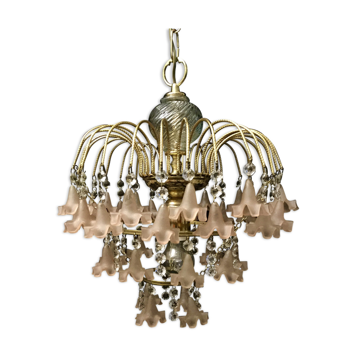 Pink stamps chandelier, 1970s