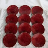 12 vintage red and gold dessert plates