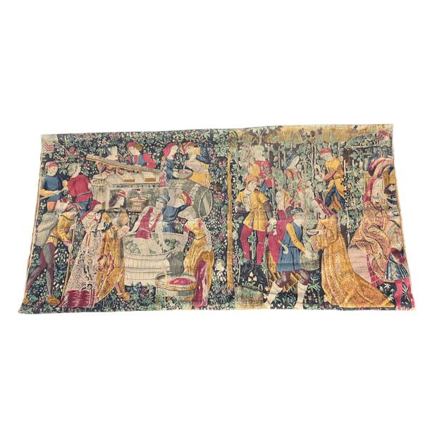 Vintage Gobelin Style Wall Tapestry Les Vendanges, 1960/70s