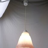 Mid-century white and pink glass suspension French vintage 1950