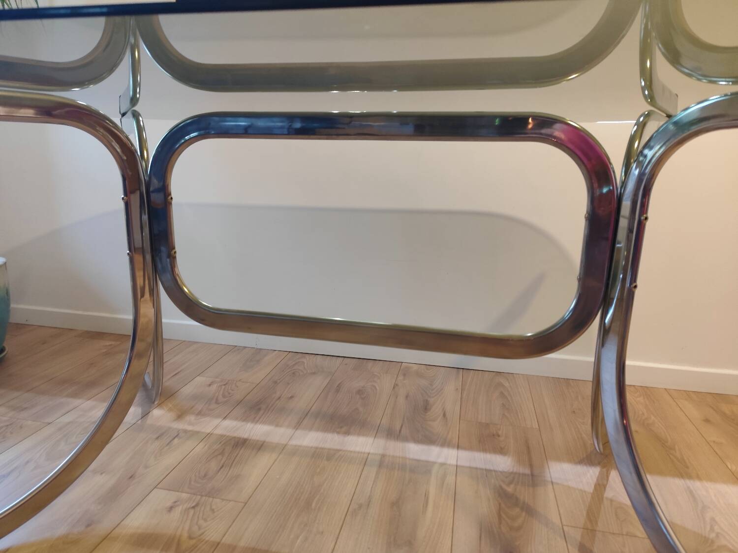 Vintage glass and chrome table